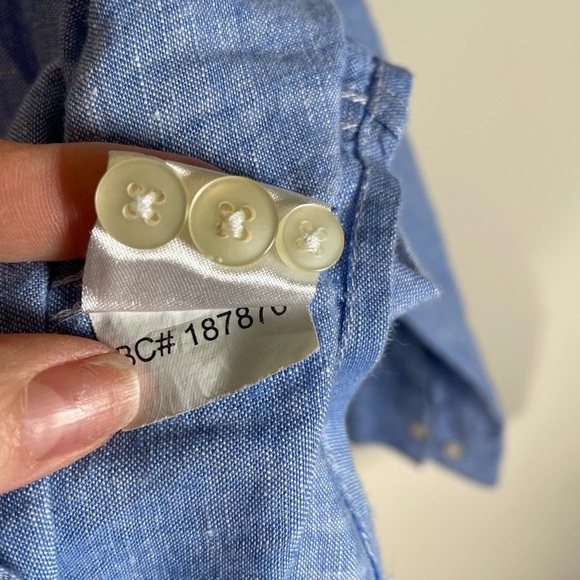 Pronto Uomo Mens XL LINEN Shirt Button Down Blue Long Sleeve Spread Collar Cool - Picture 7 of 13